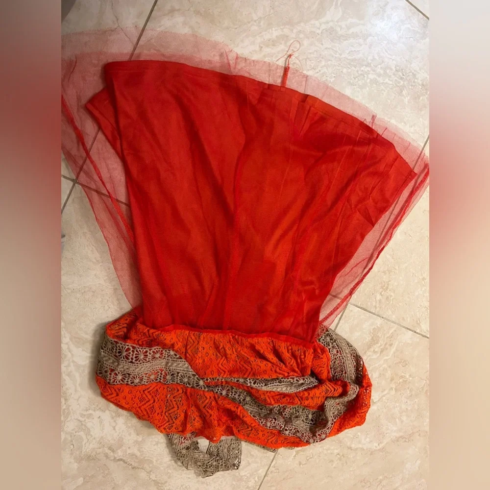 Brown and orange dress- M size - Picture 4 of 4